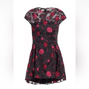 LELA ROSE Cap Sleeve Rose Peplum Top​